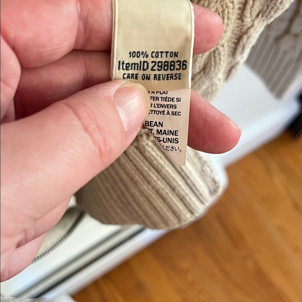 L.L. Bean Beige Knit Zip Up Cardigan - Picture 6 of 7